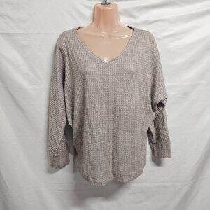 Anthropologie Dolman Sleeve Thermal Waffle Top Blouse Women Size S Brown